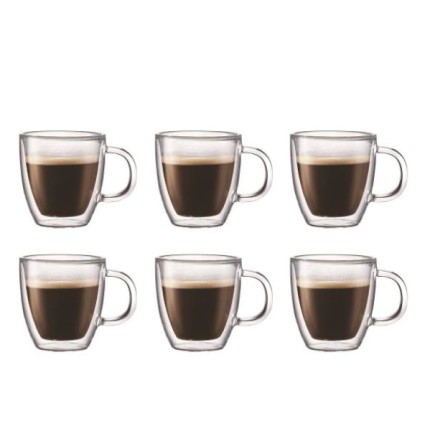 Bodum Bistro 6pc 10oz Double Wall Insulted Glass Mugs
